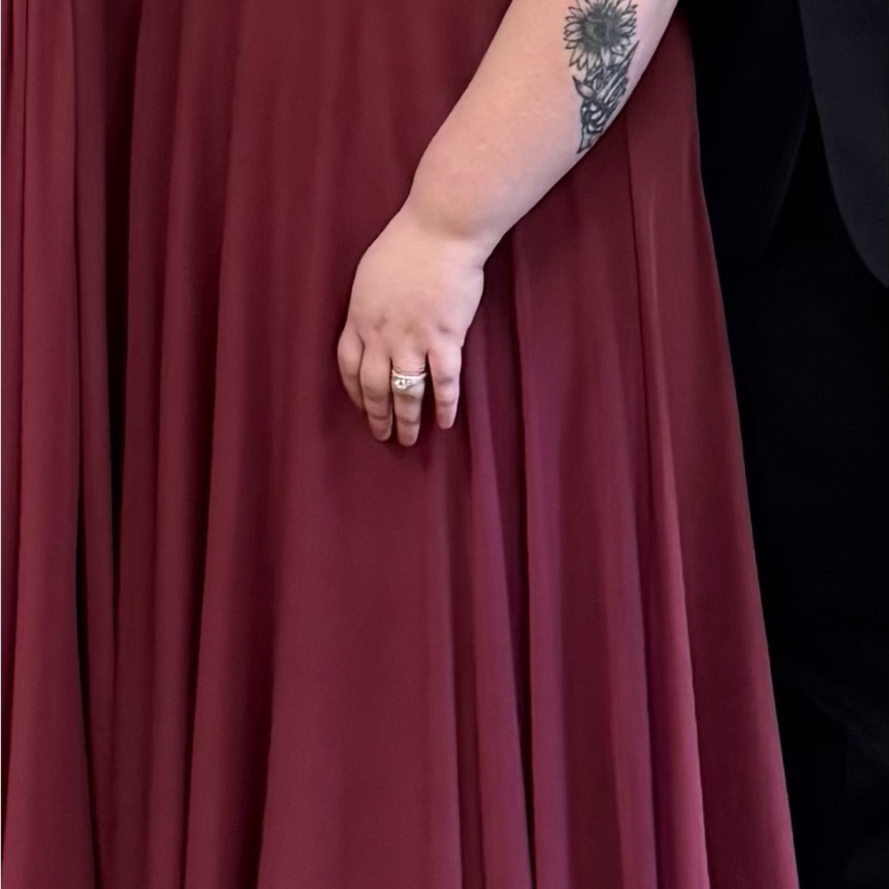 Azazie Tinley Elegant Maxi Dress tea length MULBERRY color size A18